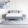 Alice Bed in Grey Fabric, Grey Pillows