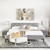 Alice Bed in Grey Fabric with Crescent Nightstands
