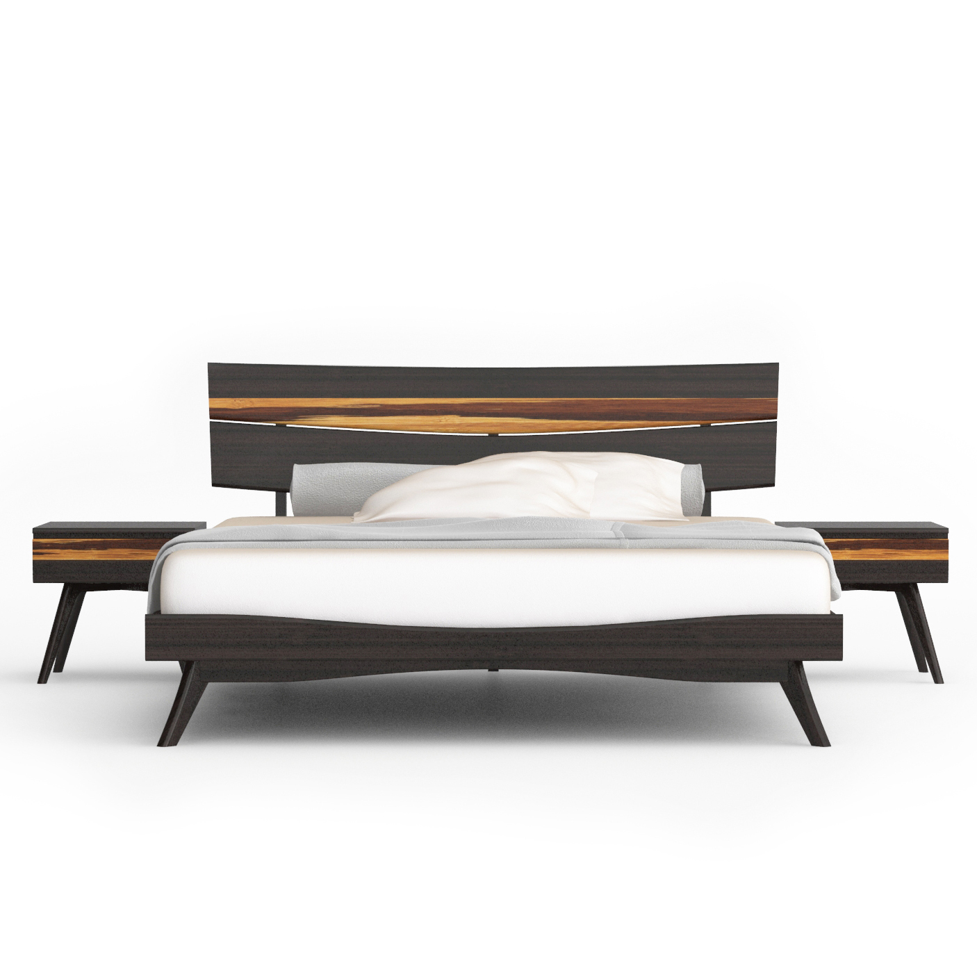 Greenington Azara Bed and Nightstands, Front