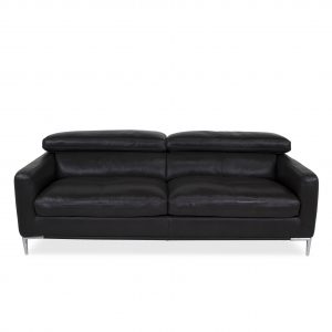 Malmo Sofa Black Leather, Straight