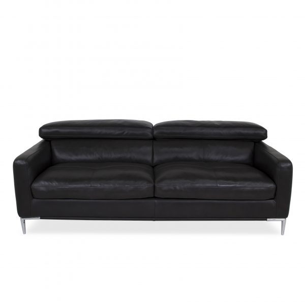 Malmo Sofa Black Leather, Straight