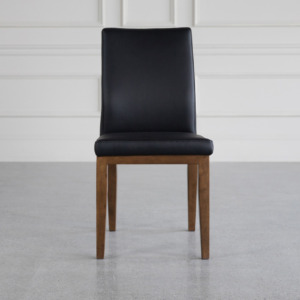 lena leather dining chair black walnut front lena leather dining chair black walnut front