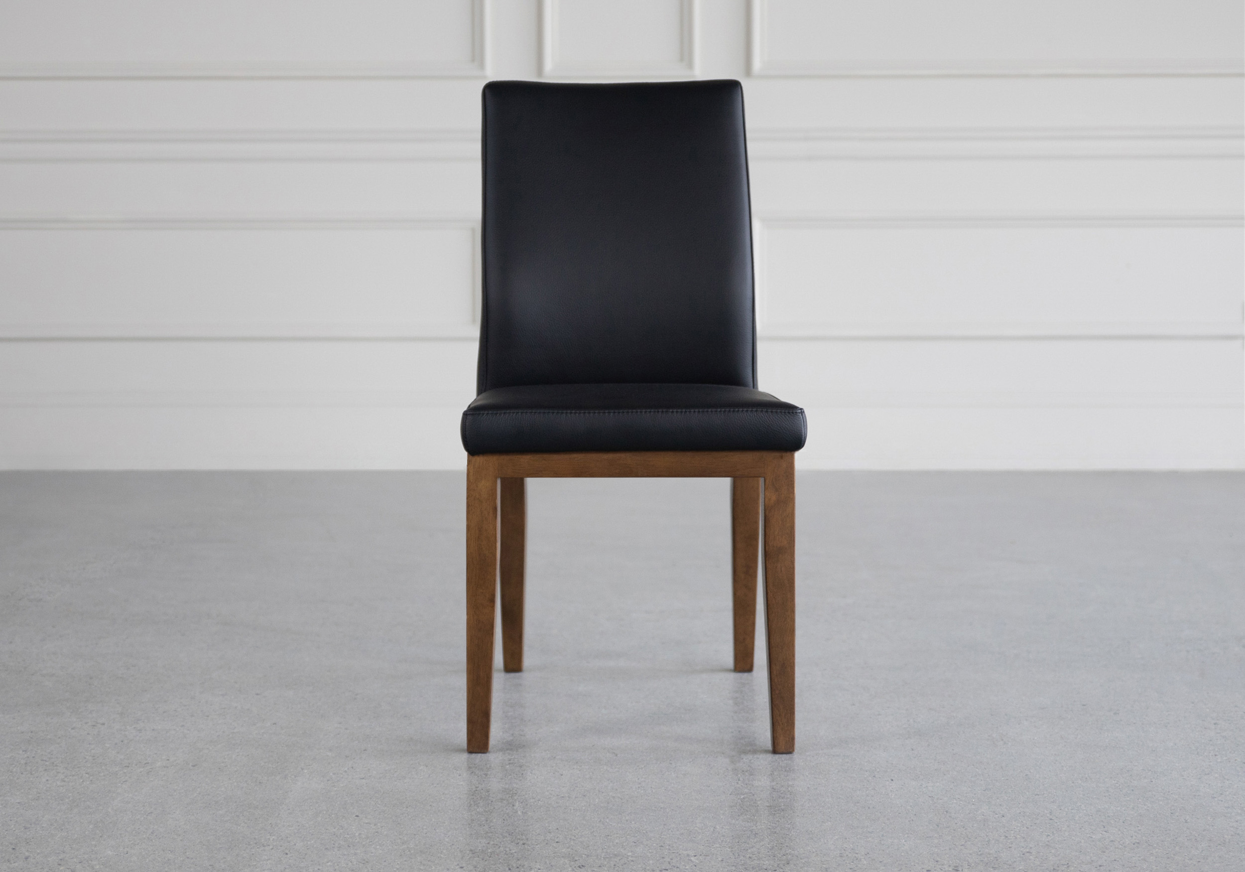 lena leather dining chair black walnut front