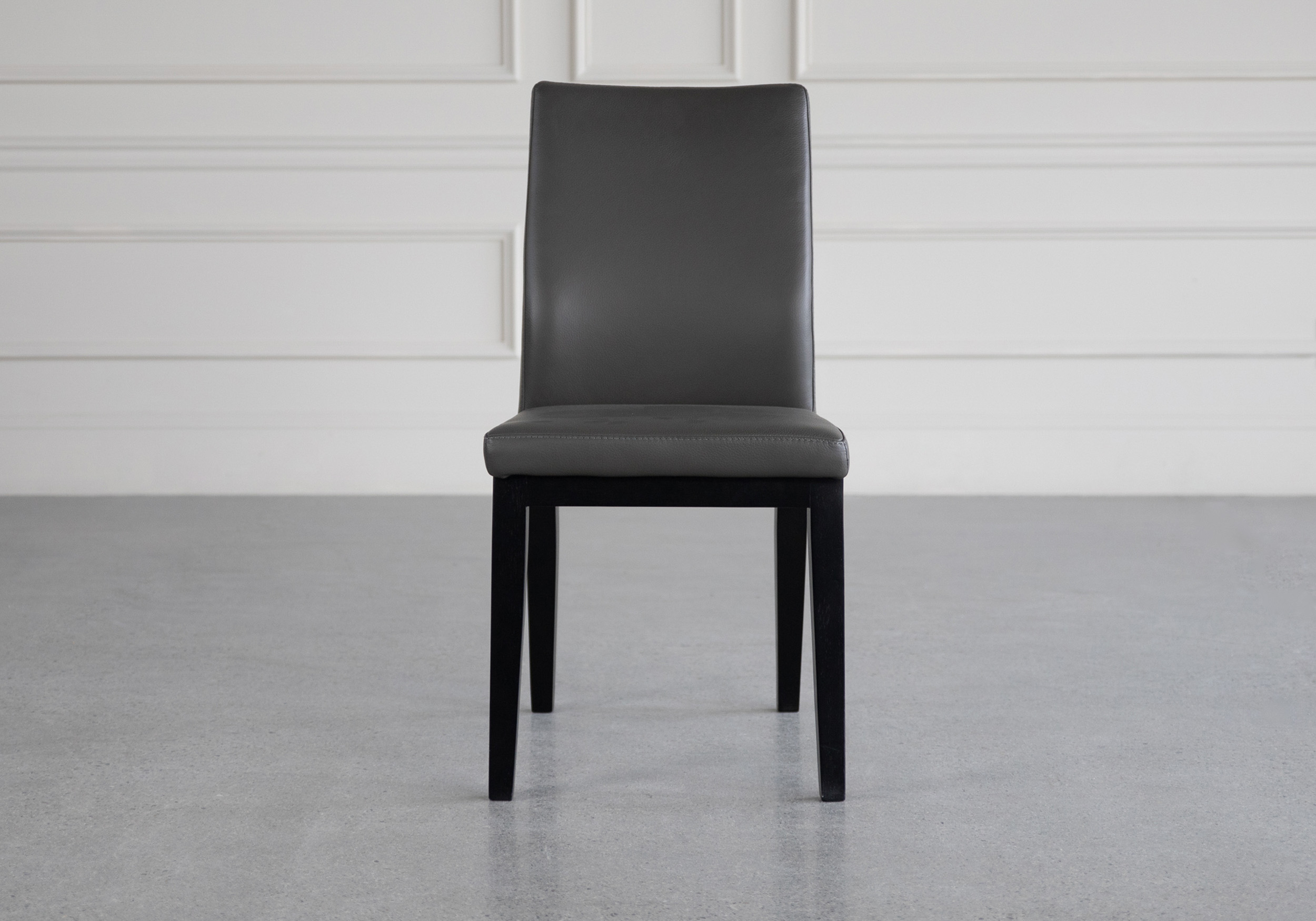 lena leather dining chair grey mb front
