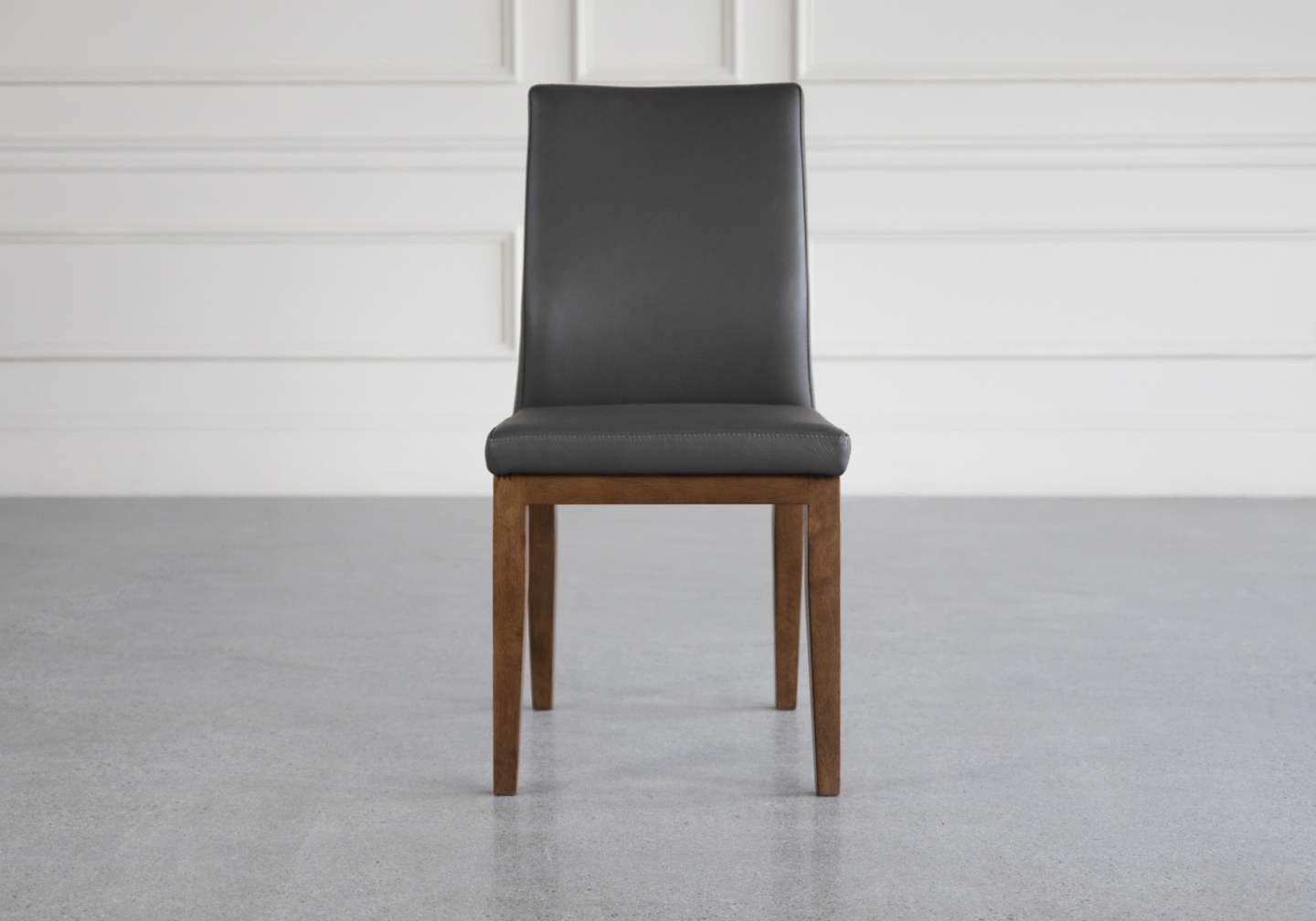 lena leather dining chair grey walnut front