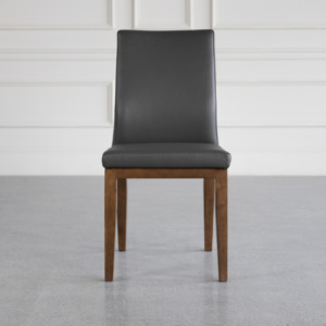 lena leather dining chair grey walnut front lena leather dining chair grey walnut front
