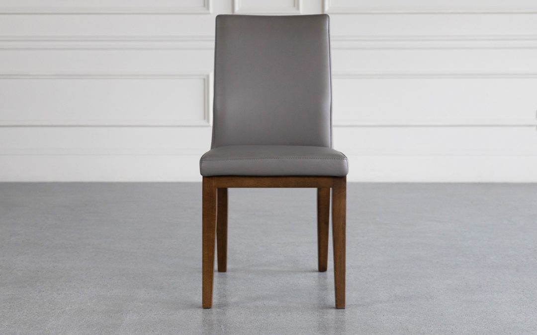 Lena Leather Dining Chair with Wood Legs