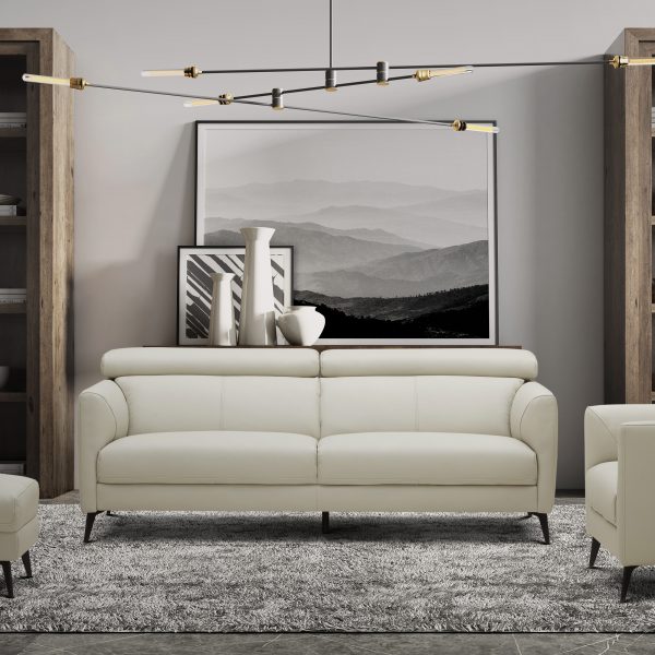 Marki Sofa in Light Grey M Leather in Living Room