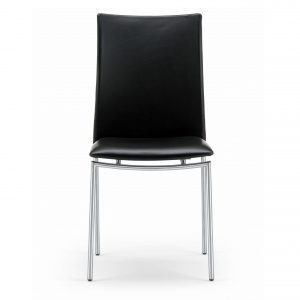 Skovby SM58 Dining Chair in Black Leather, Front