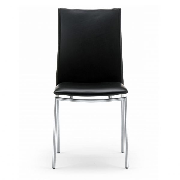 Skovby SM58 Dining Chair in Black Leather, Front
