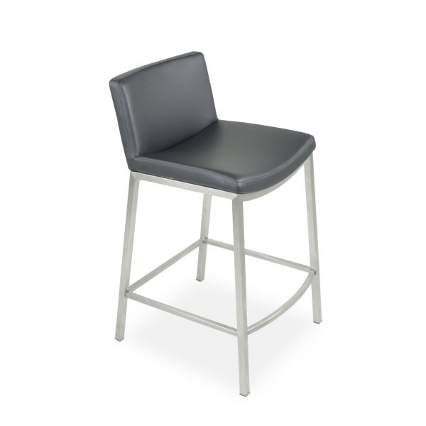 York Counter Stool in Grey Vinyl on Angle