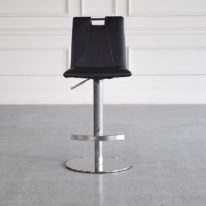 adele black vinyl swivel bar stool front adele black vinyl swivel bar stool front