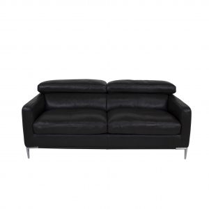 Malmo Loveseat, Black Leather, Front