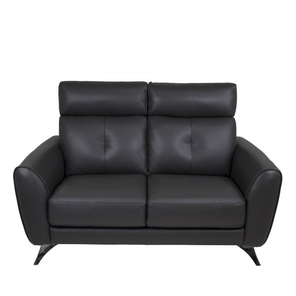 Hans Loveseat Dark Grey Leather, Front