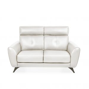 Hans Loveseat Light Grey Leather, Front