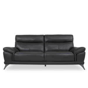 Florina Sofa in Dark Grey Leather, Front