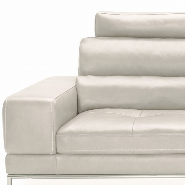Kihei Sectional in Light Grey M Leather, Close Up
