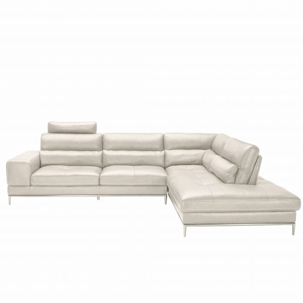 Kihei Sectional in Light Grey M Leather, Sectional Right