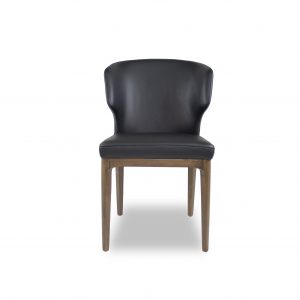 Blake Dining Chair in Black Leather, Front