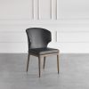 Blake Dining Chair in Black Leather, Angle, Wall
