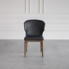 Blake Dining Chair in Black Leather, Front, Wall