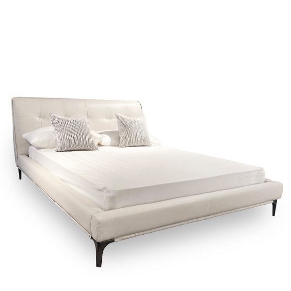 Hudson Bed in Frost Leather, Angle