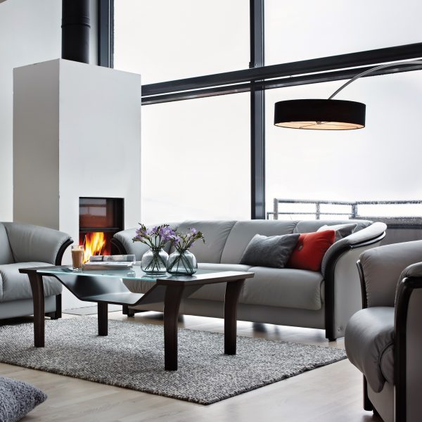 Ekornes® Manhattan Loveseat and Sofa in Paloma Silver Grey, Living Room