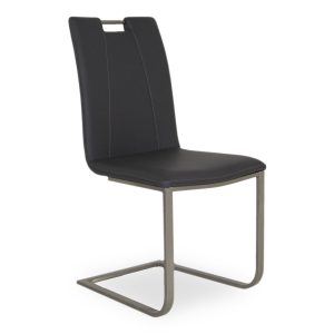 Marta Dining Chair in Black Vinyl, Angle
