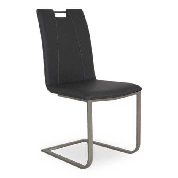 Marta Dining Chair in Black Vinyl, Angle