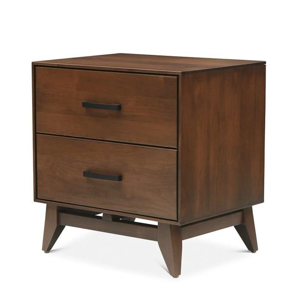 Wood Castle Montano 2 Drawers Night Table in Walnut Stain