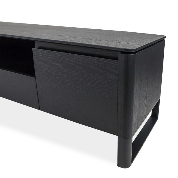 Olympia TV Unit in Black Oak, Close Up