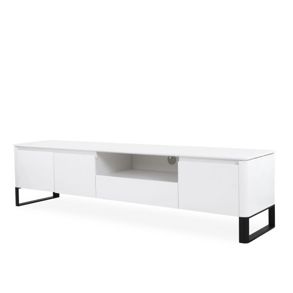 Olympia TV Unit in White Lacquer, Angle