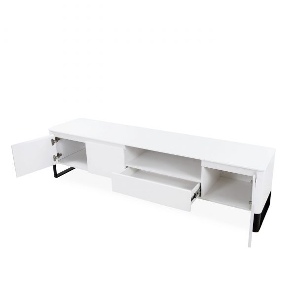 Olympia TV Unit in White Lacquer, Open