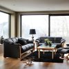 Ekornes® Oslo Sofa and Loveseat in Paloma Black in Living Room