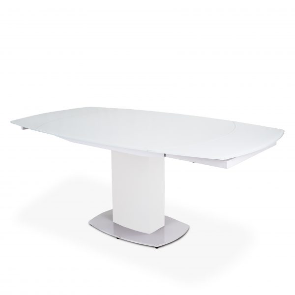 Paul Dining Table in White, Angle, Extended