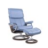 Stressless Admiral Signature in Paloma Sparrow Blue with Walnut Base, Angle