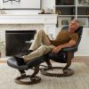 Stressless Admiral Classic Recliner in Paloma Black Leather with New Walnut Wood Base
