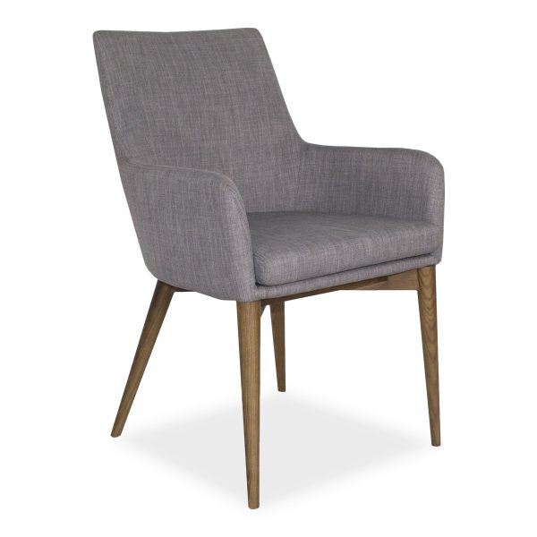 Vista Armchair in Light Grey Fabric, Angle