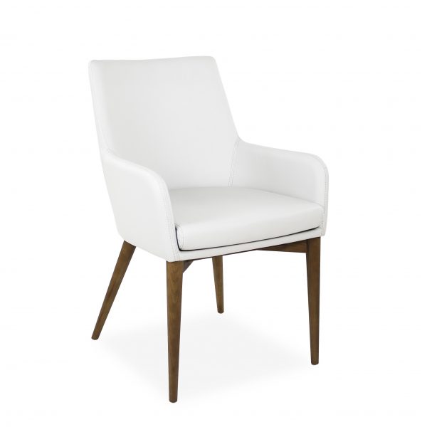 Vista Armchair in White Vinyl, Angle