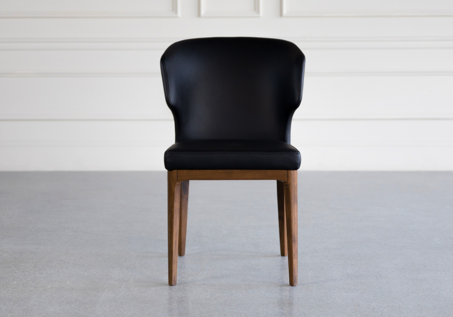 blake leather dining chair black walnut front