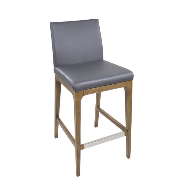 Dexter Counter Stool in Grey Vinyl, Angle