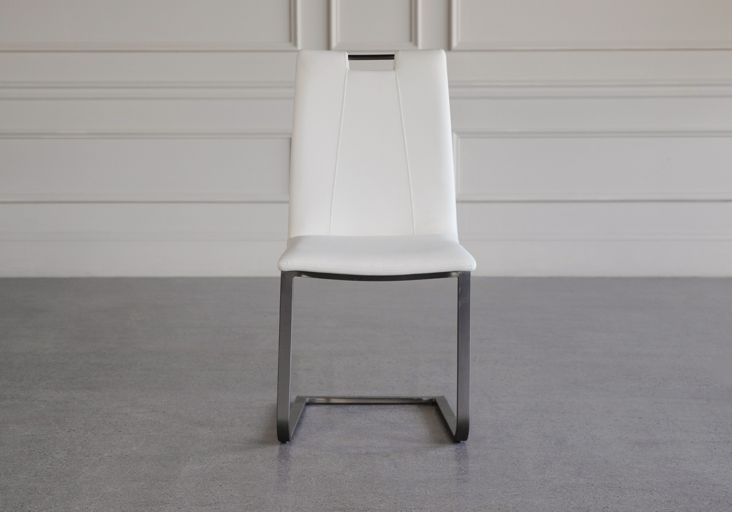 marta vinyl dining chair white front