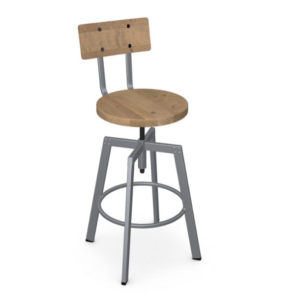 Amisco Architect Screw Stool, Wood Seat, Front