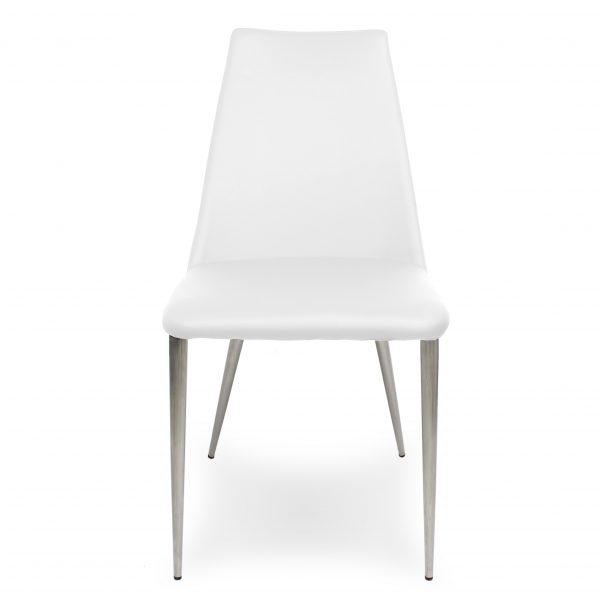 Clay Dining Chair in White Vinyl, Front