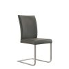 Cora Dining Chair in Grey Leather, Angle