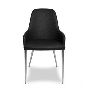 Costa Dining Chair in Black Vinyl, Front