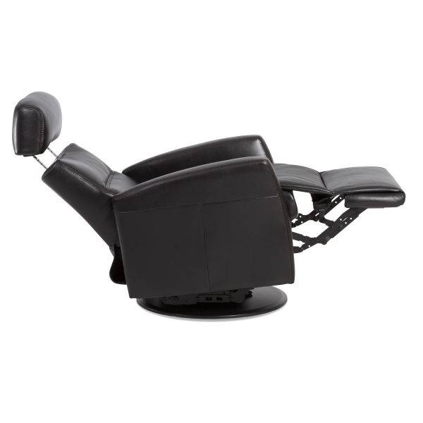IMG Divani Recliner in Trend Tuxedo, Side Profile, Reclined and Headrest Angled