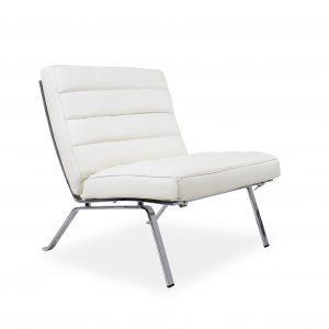 Firenze III Chair in White Leather, Front, Angle