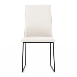 Lara Dining Chair in White Leather, Front