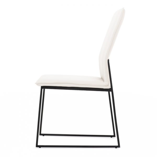 Lara Dining Chair in White Leather, Side